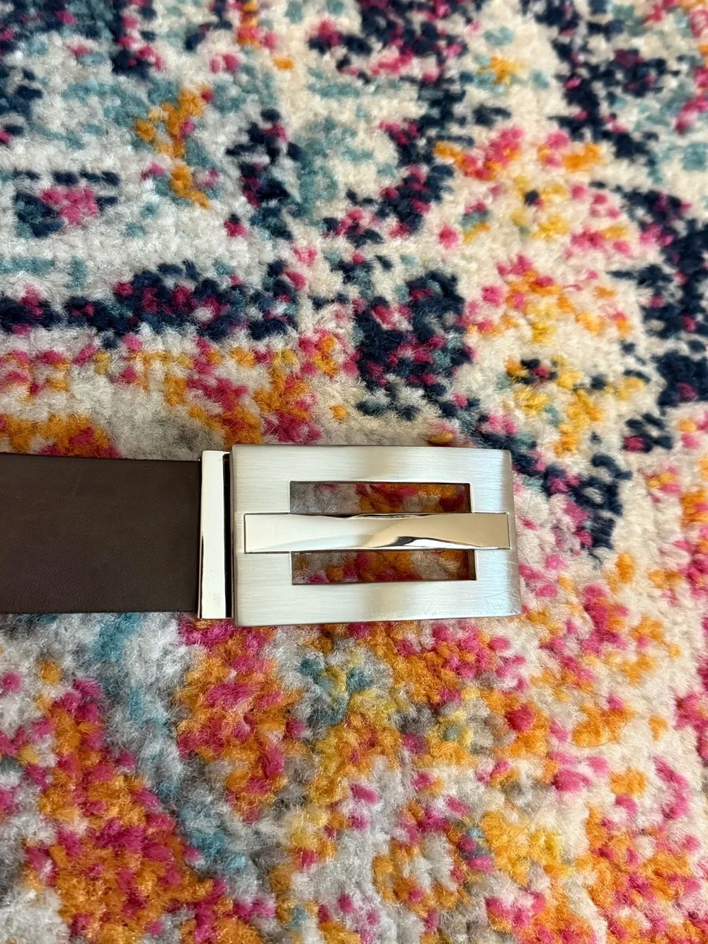 ALDO Brown Leather Belt with Sleek Silver Buckle